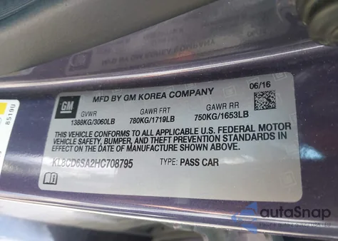 2017 Chevrolet Spark 1Lt Cvt z USA, uszkodzony, nr VIN KL8CD6SA2HC708795